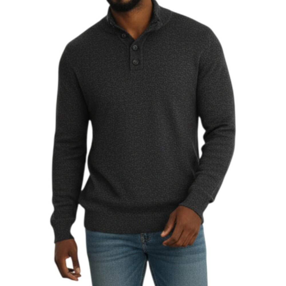 AMERICAN EAGLE OUTFITTERS Charcoal Gray Long Sleeve Button Sweater - Mens Medium